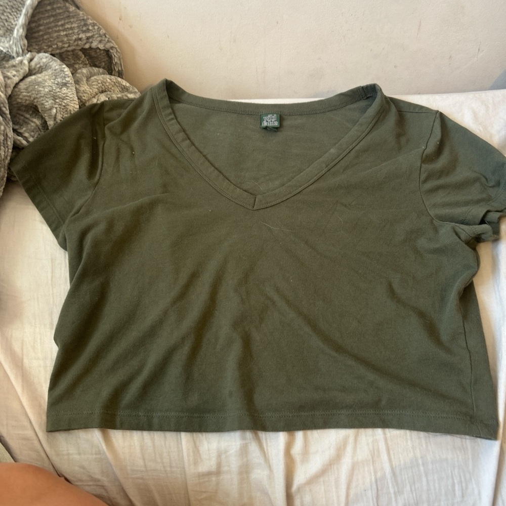 Wild Fable Olive V-Neck Crop Top